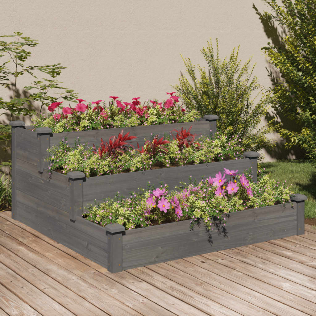 vidaXL Raised Planter with Liner 120x120x56 cm Solid Pinewood