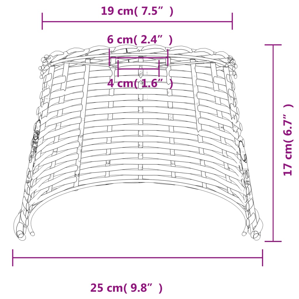 vidaXL Plafondlampenkap Ø15x12 cm wicker wit