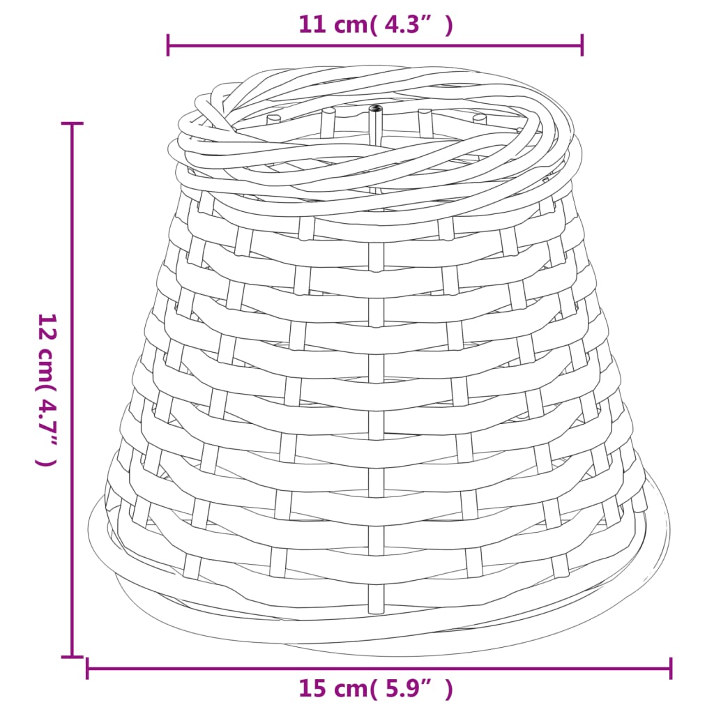 vidaXL Lampenkap Ø15x12 cm wicker wit