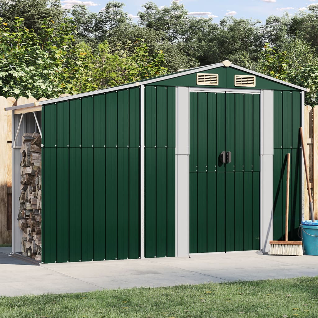 vidaXL Tuinschuur 277x192,5x179 cm gegalvaniseerd staal groen
