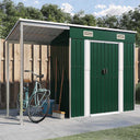 vidaXL Tuinschuur met verlengd dak 277x107x181 cm staal groen