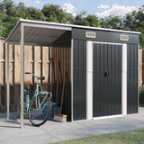 vidaXL Tuinschuur met verlengd dak 277x107x181 cm staal groen