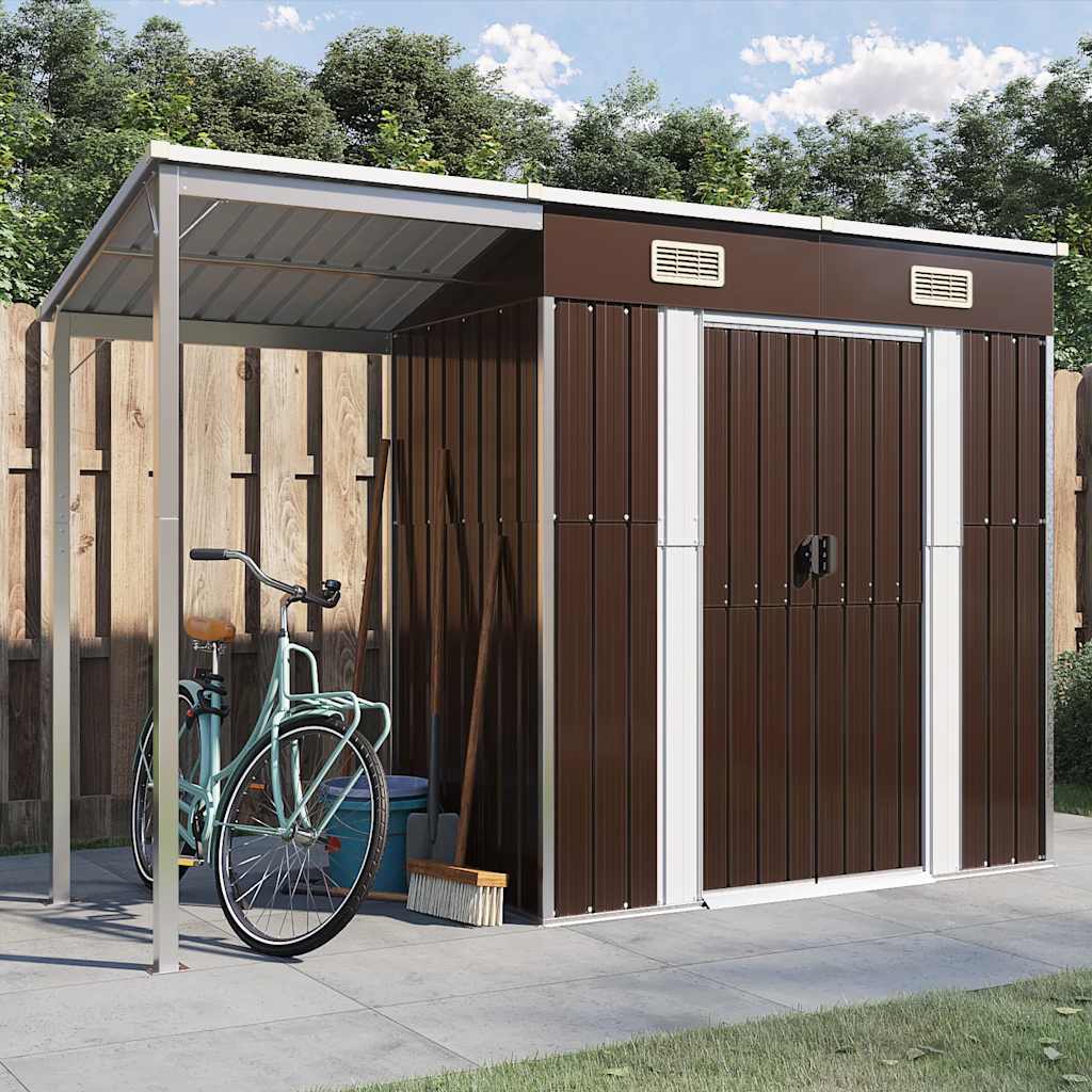 vidaXL Tuinschuur met verlengd dak 277x107x181 cm staal groen