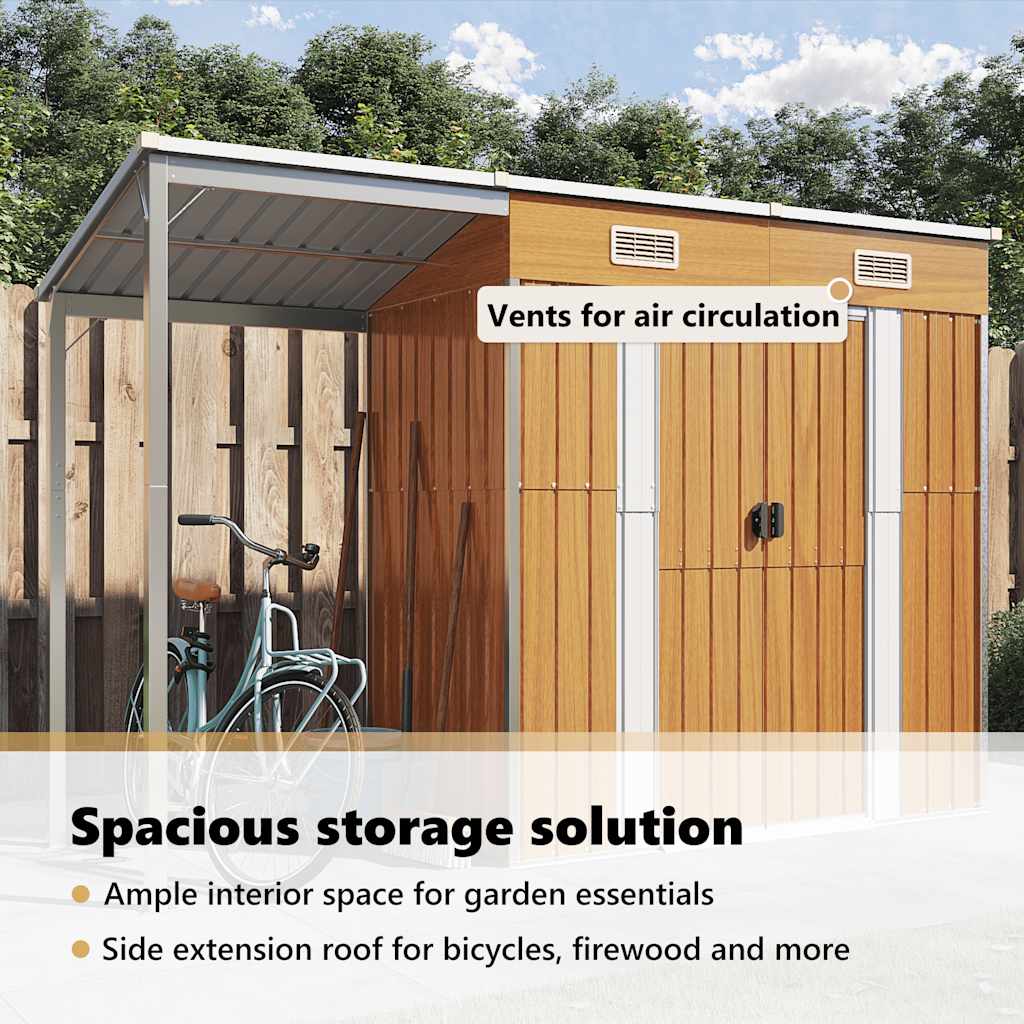 vidaXL Tuinschuur met verlengd dak 277x107x181 cm staal groen