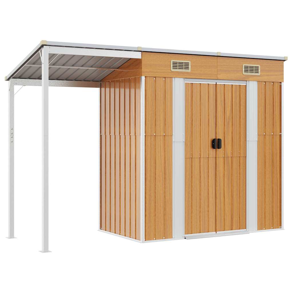 vidaXL Tuinschuur met verlengd dak 277x107x181 cm staal groen