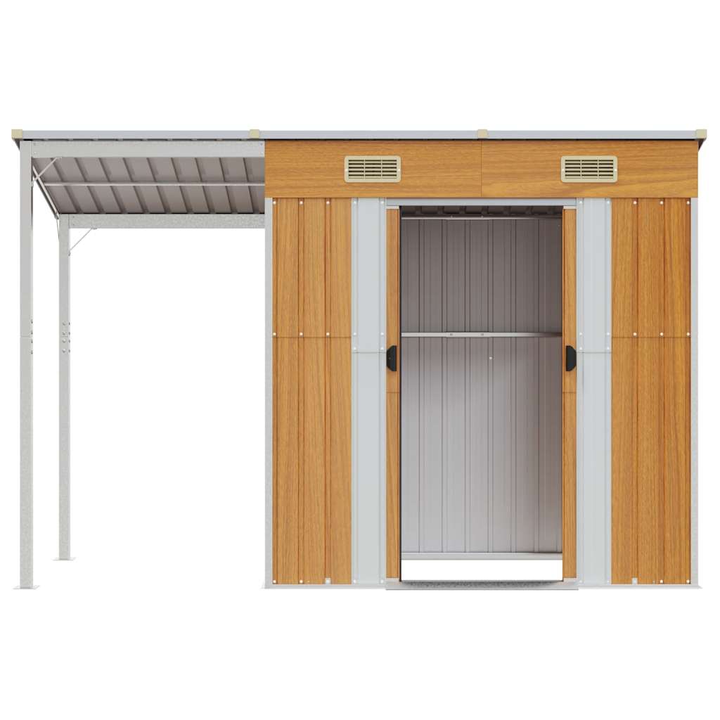 vidaXL Tuinschuur met verlengd dak 277x107x181 cm staal groen