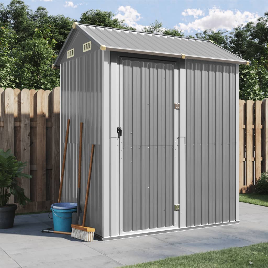 vidaXL Tuinhuis Lichtgrijs 192x152,5x237 cm Gegalvaniseerd Staal