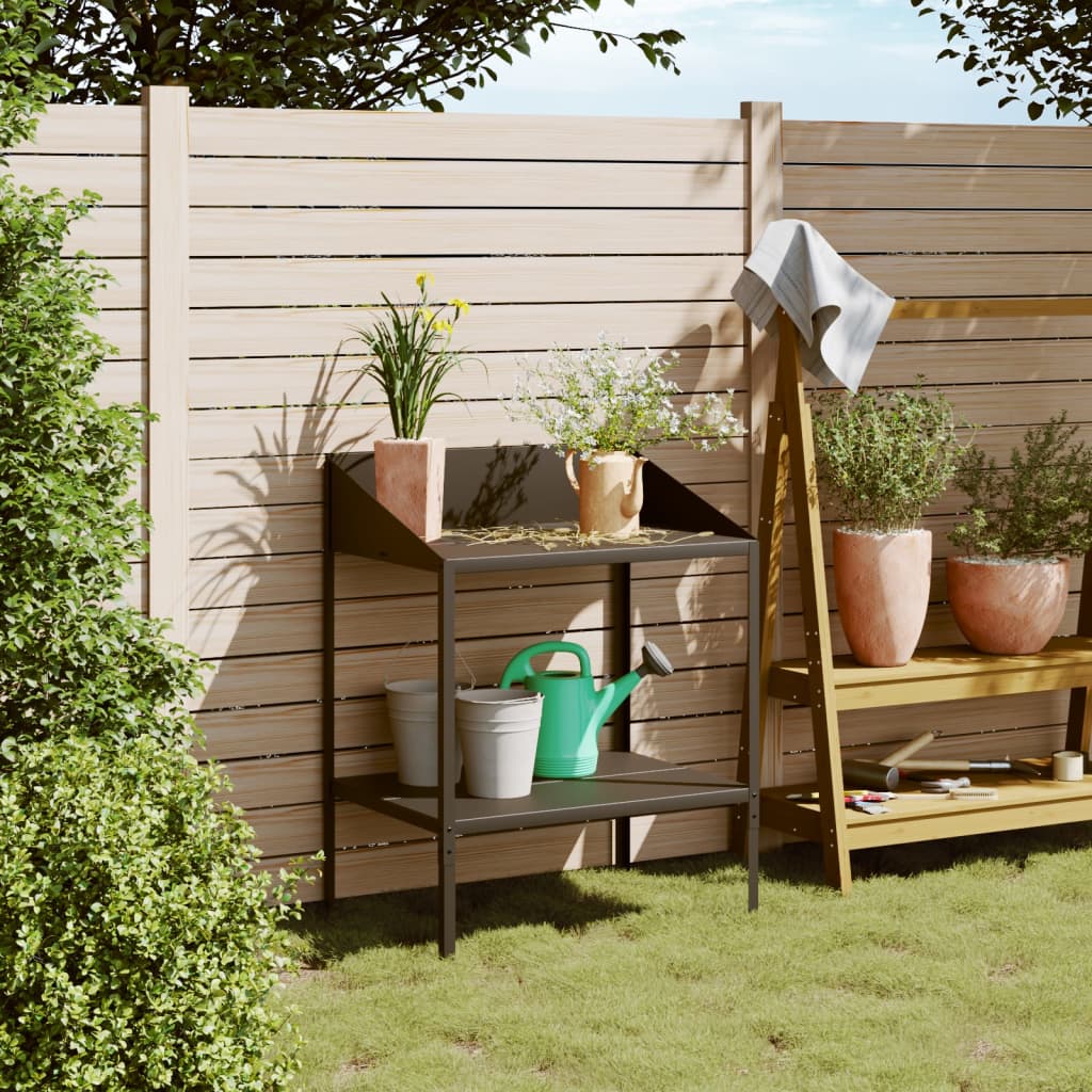 vidaXL Plantenstandaard 56,5x54,5x100 cm verzinkt staal antracietkleur