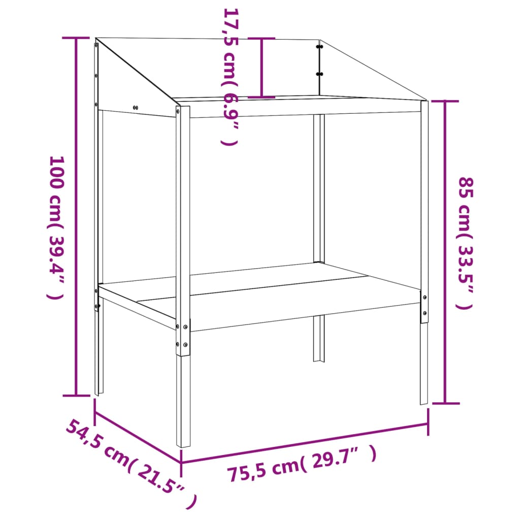vidaXL Plantenstandaard 56,5x54,5x100 cm verzinkt staal antracietkleur