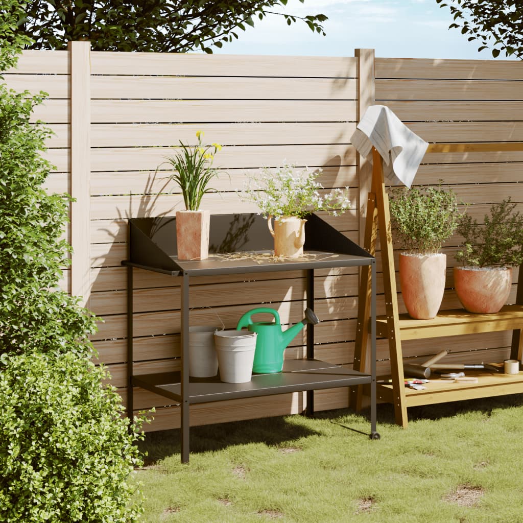 vidaXL Plantenstandaard 56,5x54,5x100 cm verzinkt staal antracietkleur