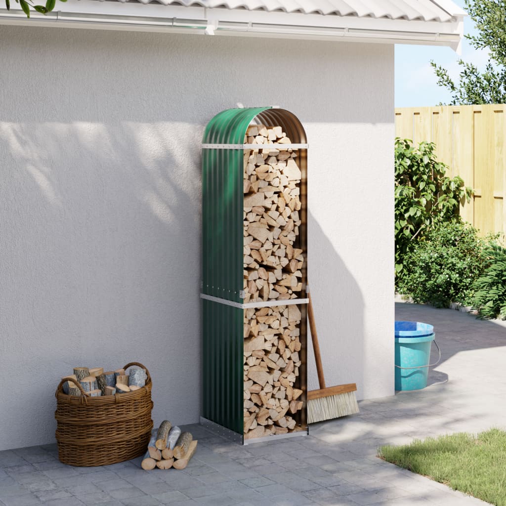 vidaXL Haardhoutopslag 40x45x170 cm gegalvaniseerd staal groen