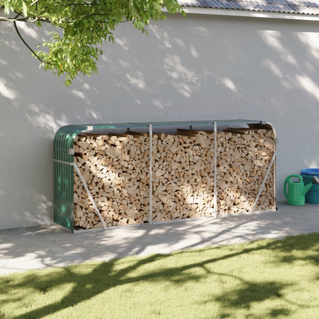 vidaXL Haardhoutopslag 40x45x170 cm gegalvaniseerd staal groen