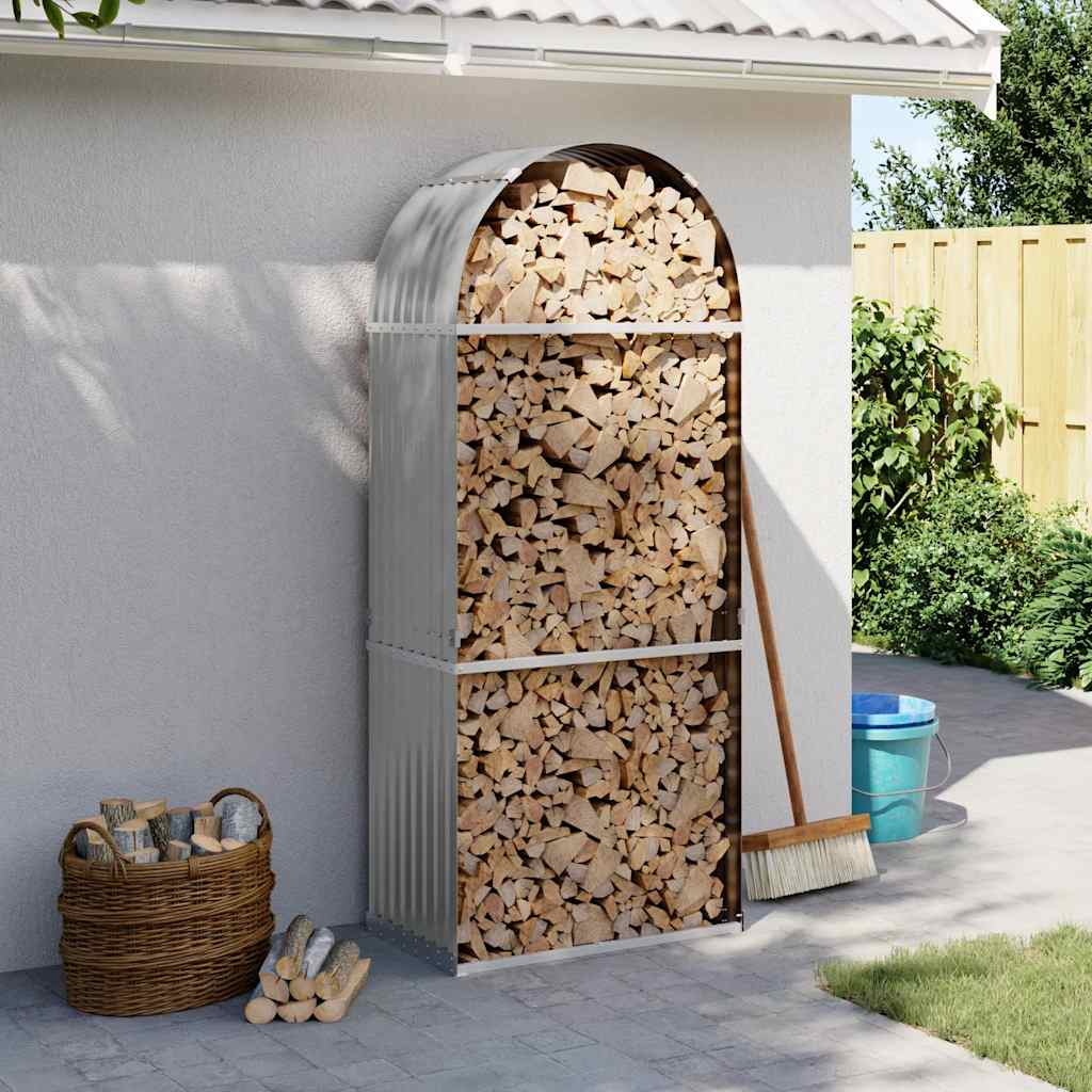 vidaXL Haardhoutopslag 40x45x170 cm gegalvaniseerd staal groen
