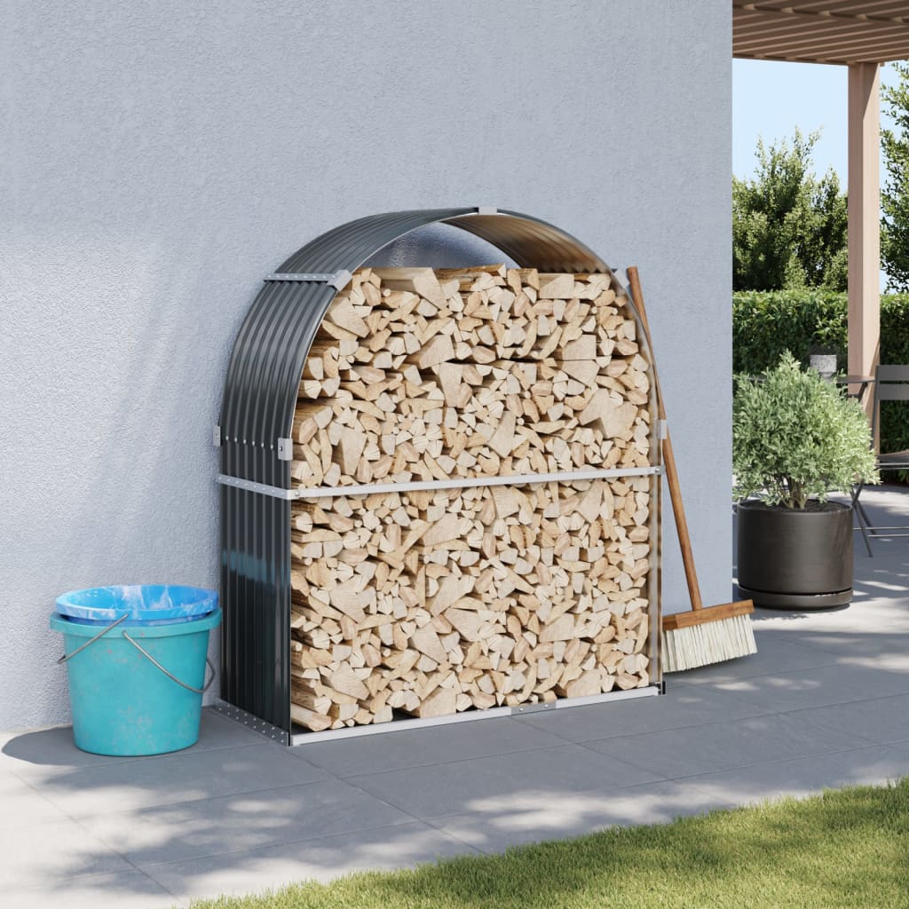 vidaXL Haardhoutopslag 40x45x170 cm gegalvaniseerd staal groen