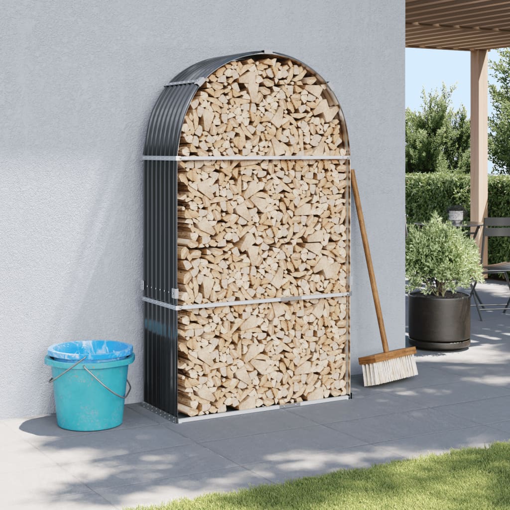 vidaXL Haardhoutopslag 40x45x170 cm gegalvaniseerd staal groen