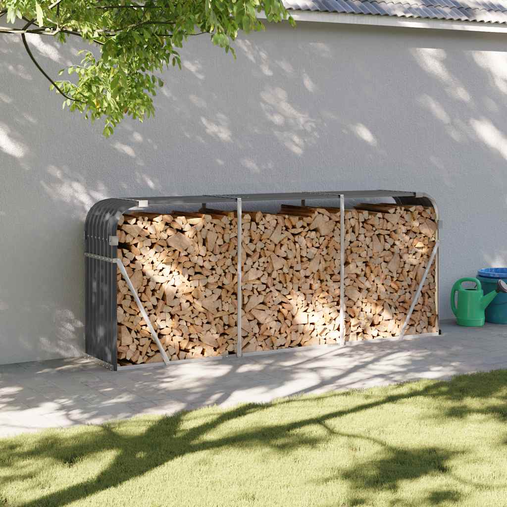 vidaXL Haardhoutopslag 40x45x170 cm gegalvaniseerd staal groen