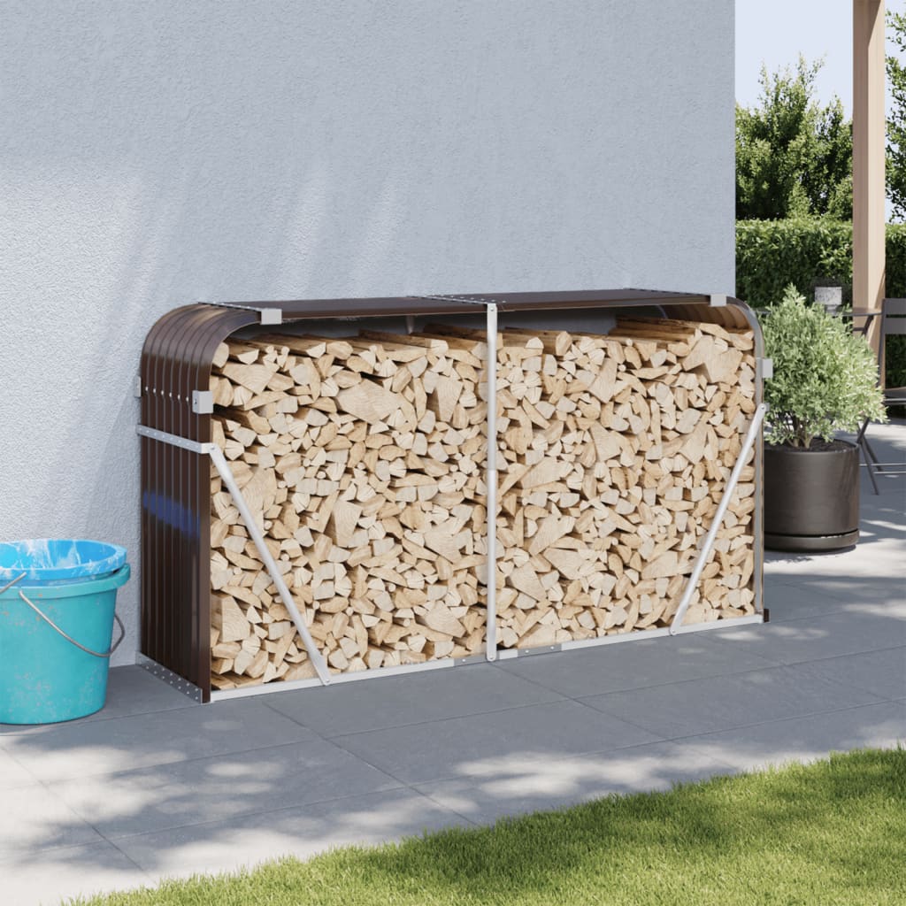 vidaXL Haardhoutopslag 40x45x170 cm gegalvaniseerd staal groen