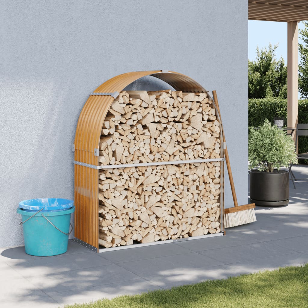 vidaXL Haardhoutopslag 40x45x170 cm gegalvaniseerd staal groen