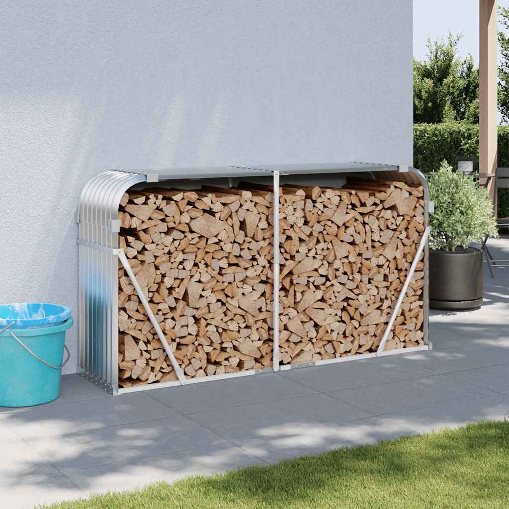 vidaXL Haardhoutopslag 40x45x170 cm gegalvaniseerd staal groen