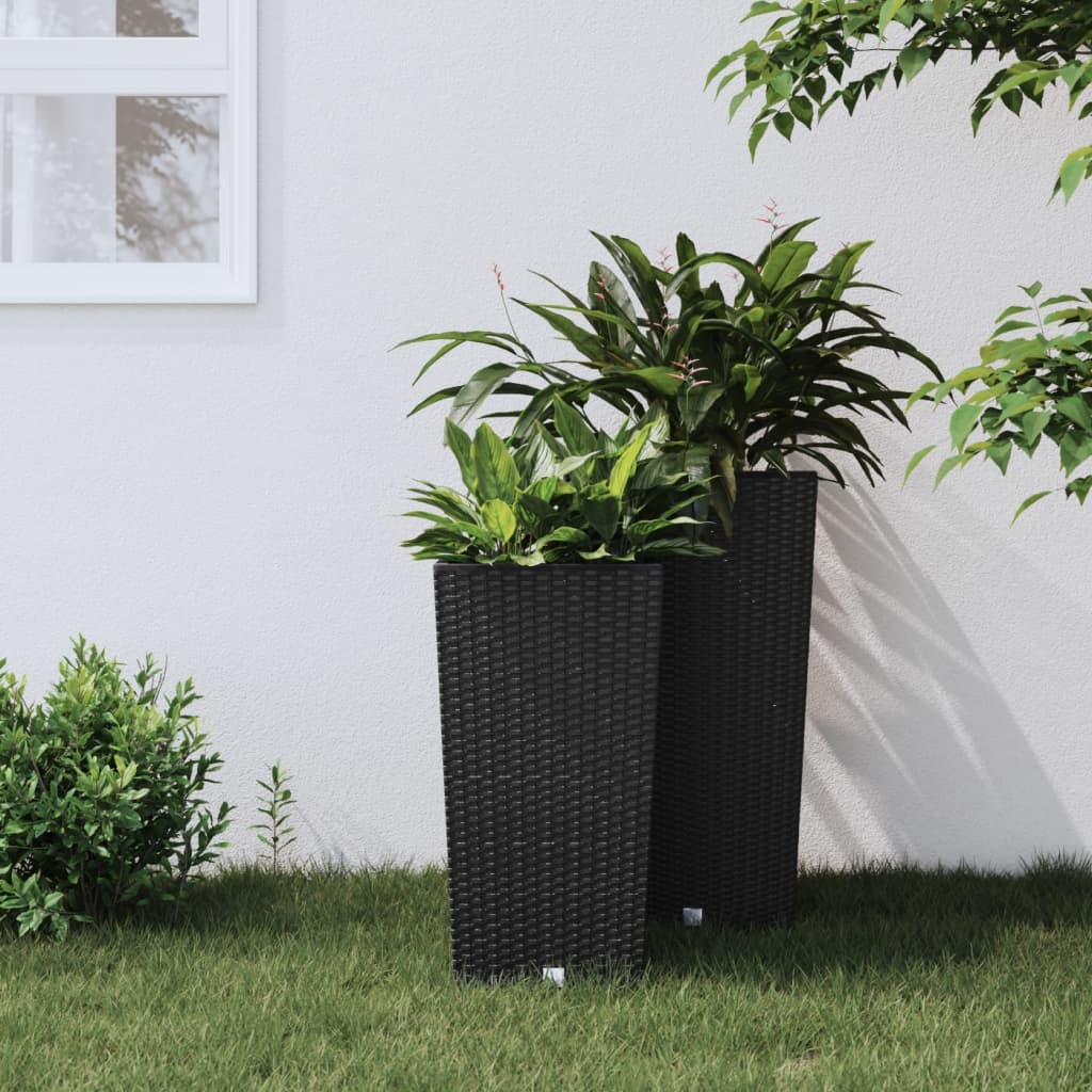 vidaXL Jardinière bac amovible aspect rotin 11/26,5 L PP anthracite
