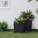 vidaXL Planter with removable pot rattan-look 21/32 L PP brown