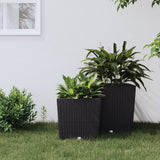 vidaXL Planter with removable pot rattan-look 21/32 L PP brown