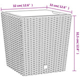 vidaXL Planter with removable pot rattan-look 21/32 L PP brown