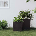 vidaXL Planter with removable pot rattan-look 21/32 L PP brown