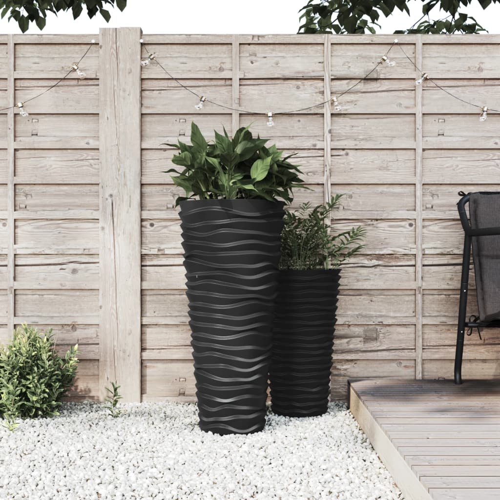 vidaXL Plantenbak met uitneembare bak geribbeld 18/45 L PP antraciet