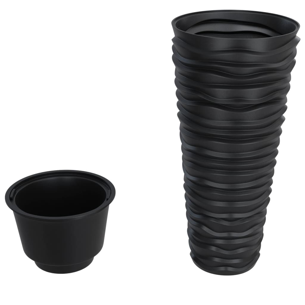 vidaXL Plantenbak met uitneembare bak geribbeld 18/45 L PP antraciet