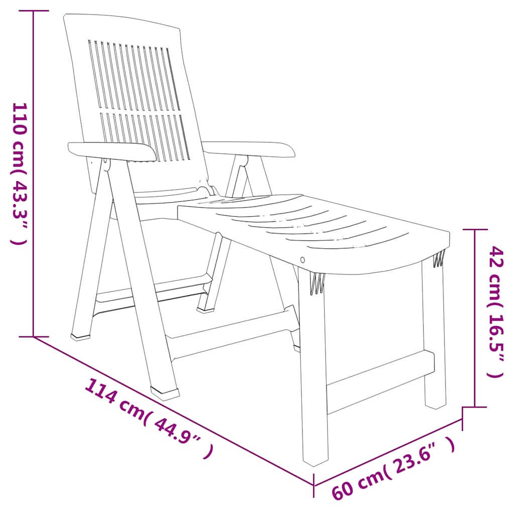 vidaXL Sun Lounger Plastic White
