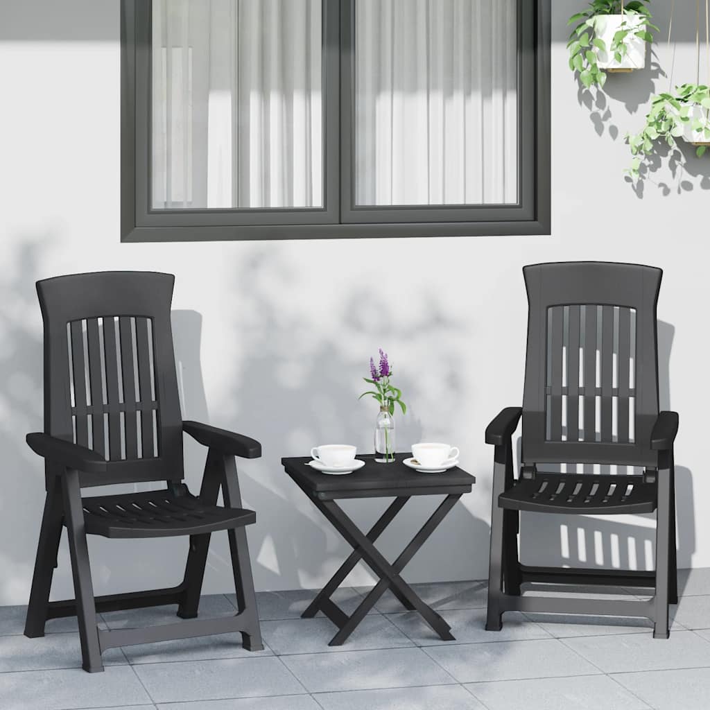 vidaXL Tuinstoelen 2 st verstelbaar PP wit