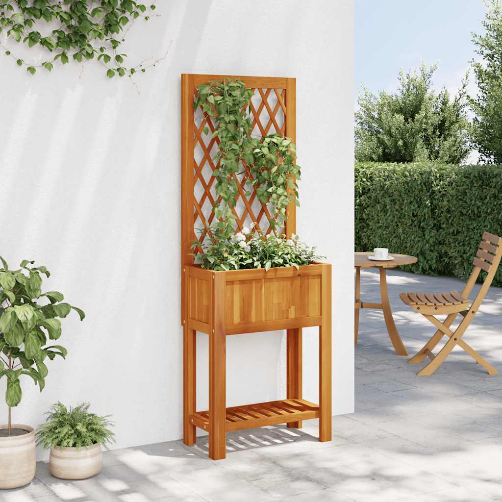 vidaXL Plantenbak met latwerk en schap 55x29,5x152 cm acaciahout