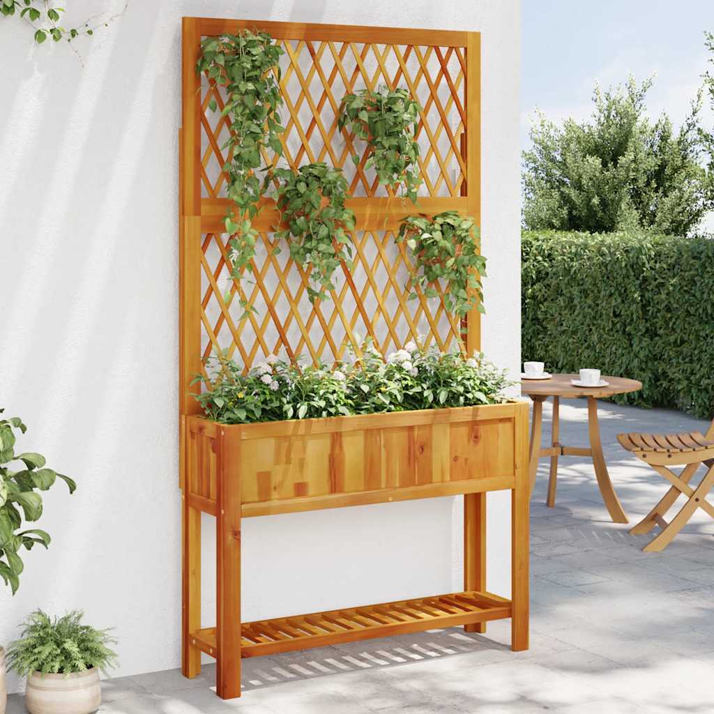 vidaXL Plantenbak met latwerk en schap 55x29,5x152 cm acaciahout