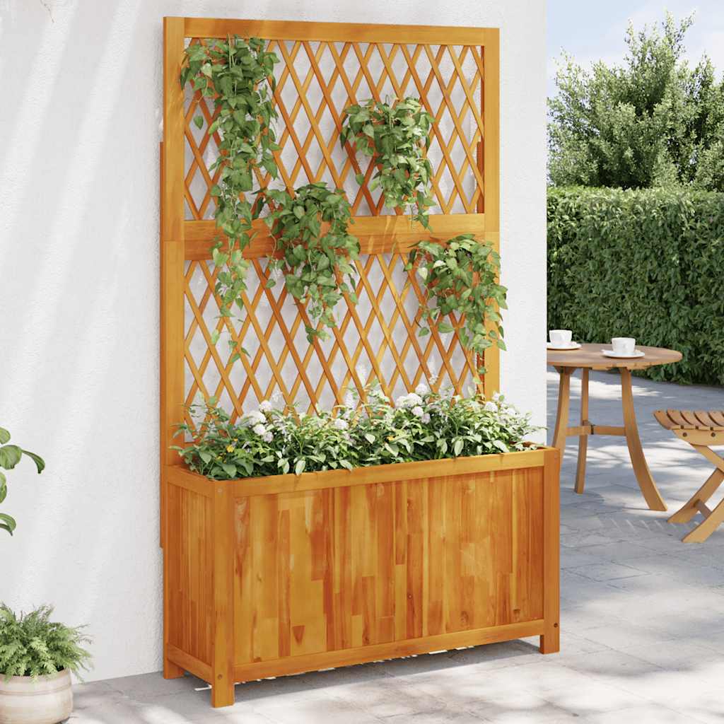 vidaXL Plantenbak met latwerk 55x29,5x132 cm massief acaciahout