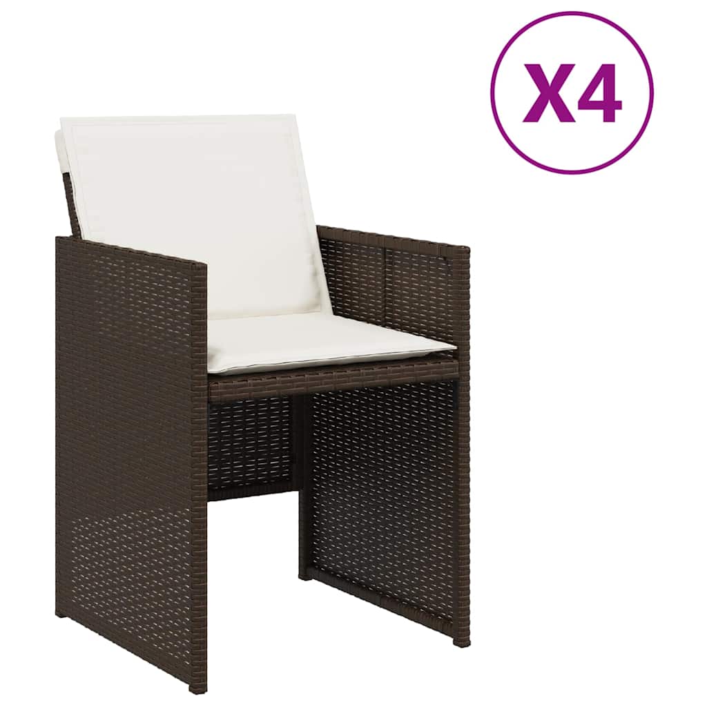 vidaXL Garden Chairs 4 pcs with Cushions Poly Rattan Black