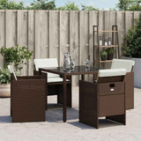 vidaXL Garden Chairs 4 pcs with Cushions Poly Rattan Black
