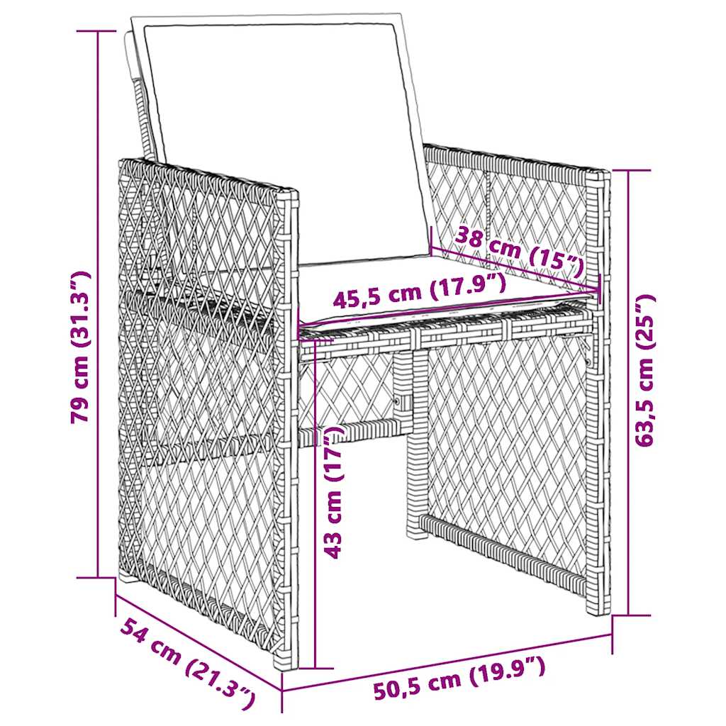 vidaXL Garden Chairs 4 pcs with cushions poly rattan black