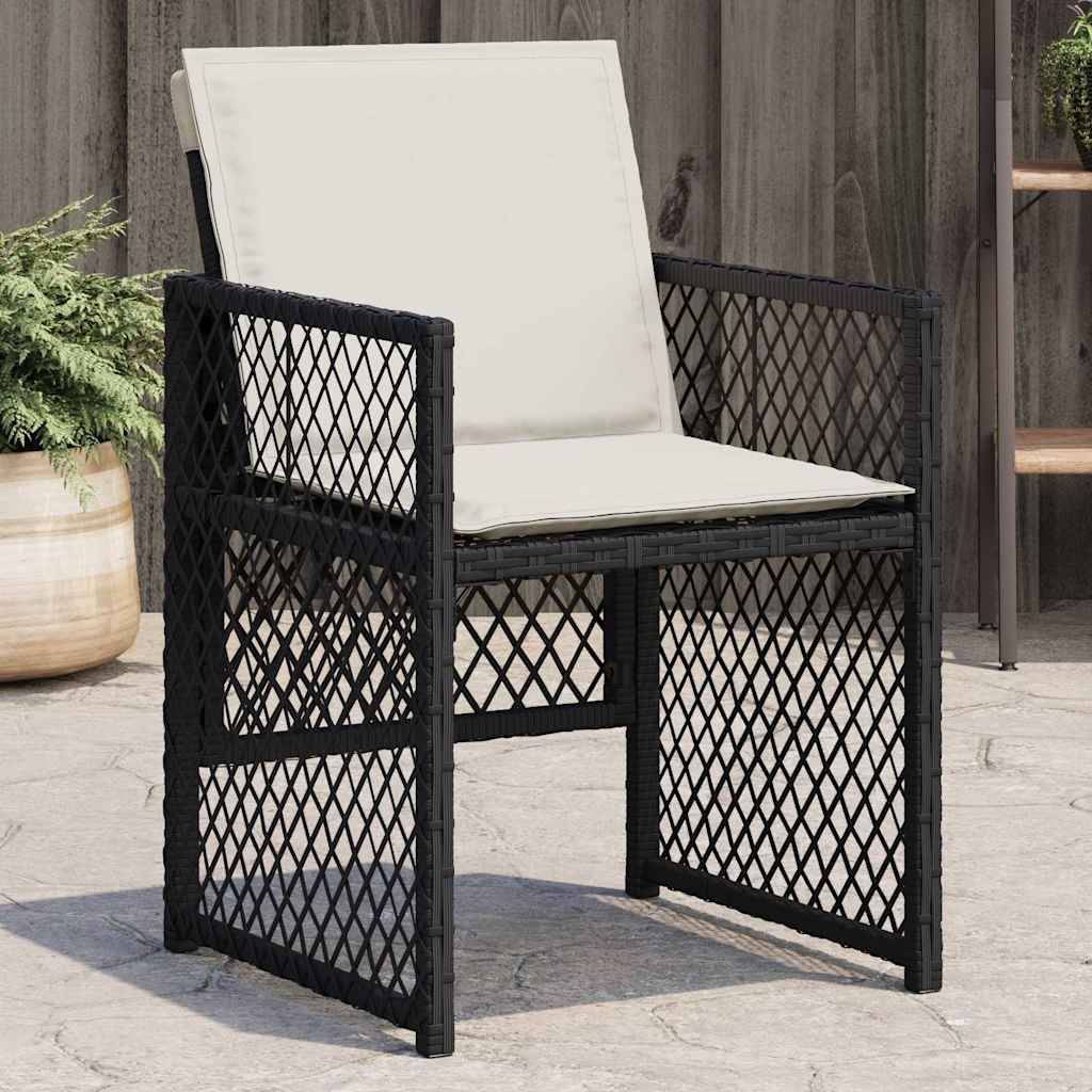 vidaXL Garden Chairs 4 pcs with cushions poly rattan black