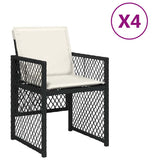 vidaXL Garden Chairs 4 pcs with cushions poly rattan black