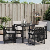 vidaXL Garden Chairs 4 pcs with cushions poly rattan black