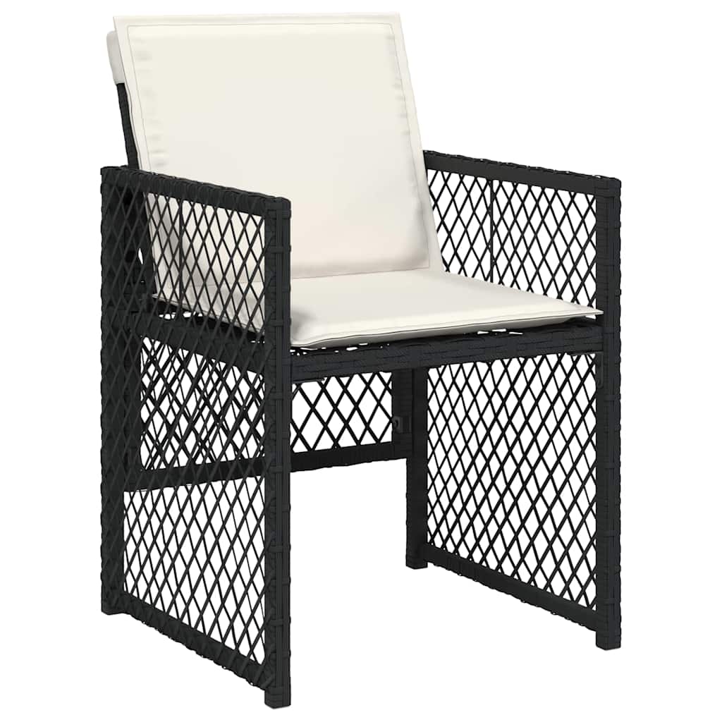 vidaXL Garden Chairs 4 pcs with cushions poly rattan black