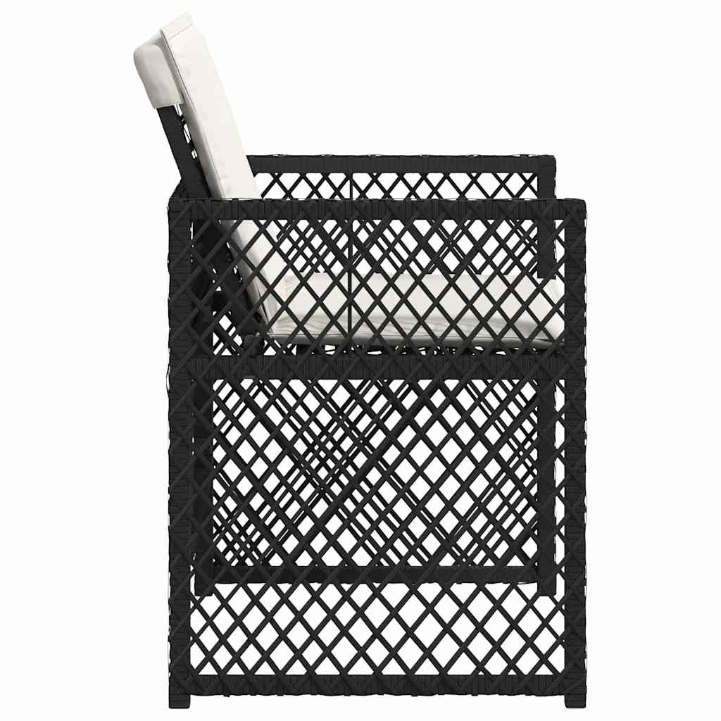 vidaXL Garden Chairs 4 pcs with cushions poly rattan black