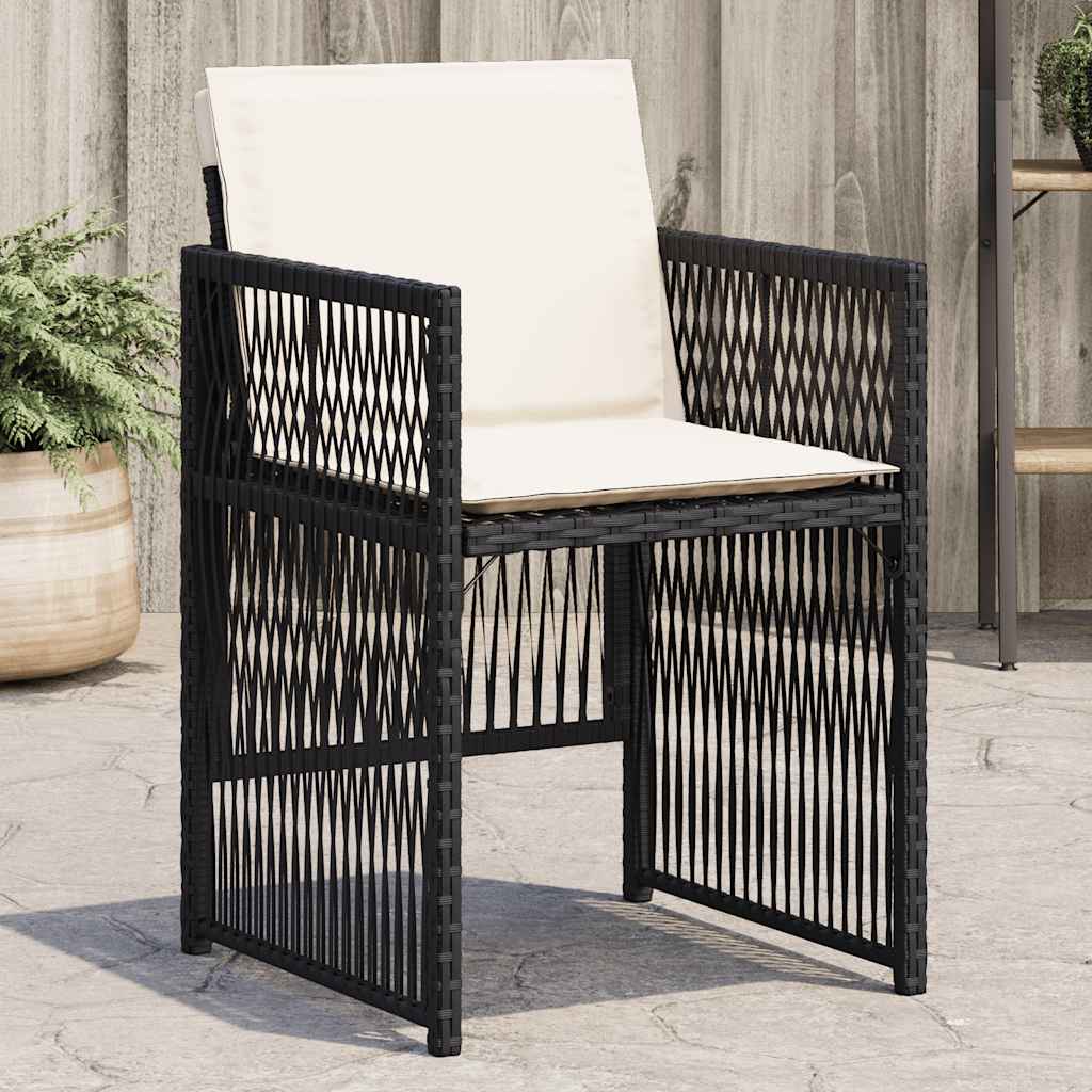 vidaXL Tuinstoelen 4 st met kussens poly rattan zwart