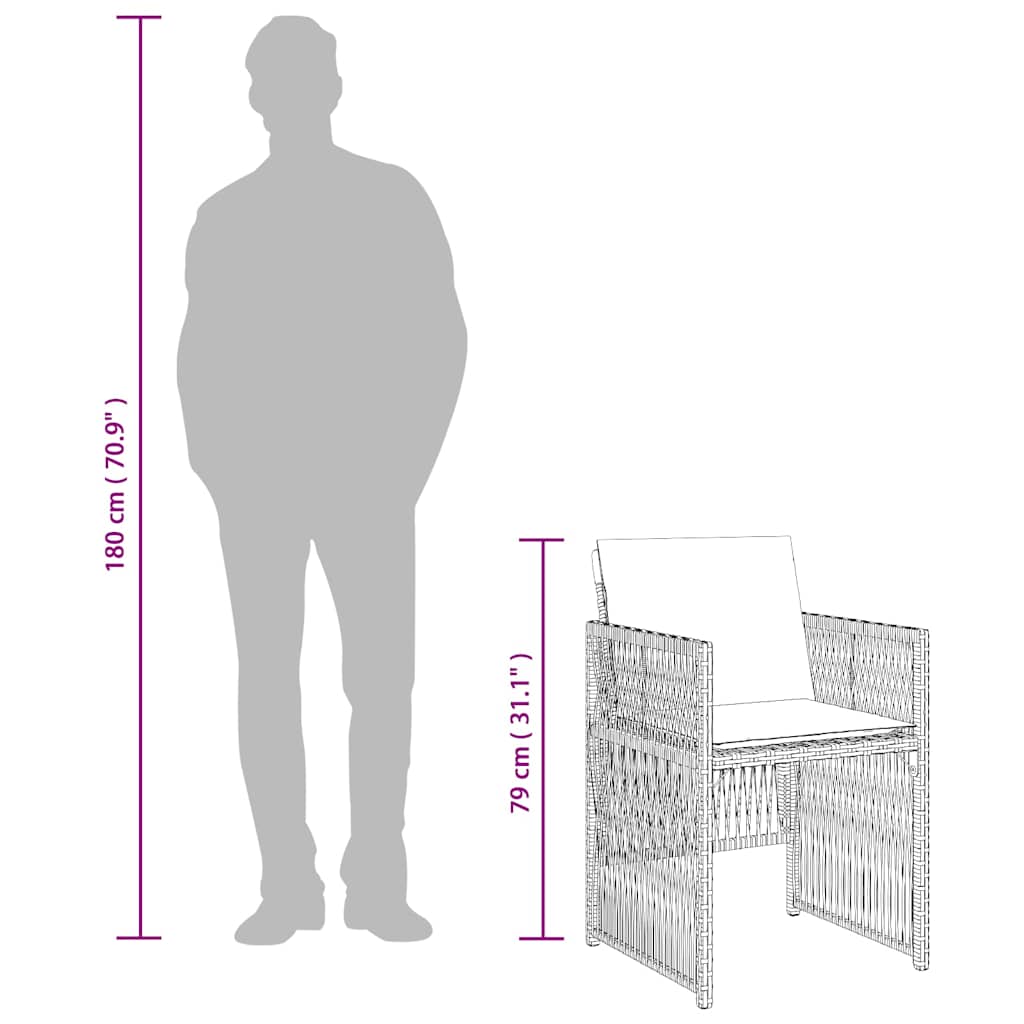 vidaXL Tuinstoelen 4 st met kussens poly rattan zwart