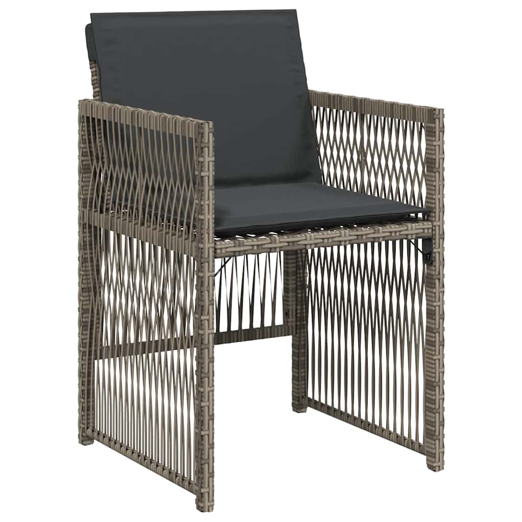 vidaXL Tuinstoelen 4 st met kussens poly rattan zwart