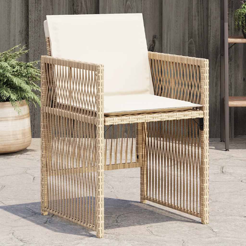 vidaXL Tuinstoelen 4 st met kussens poly rattan zwart