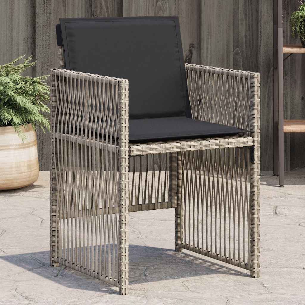 vidaXL Tuinstoelen 4 st met kussens poly rattan zwart