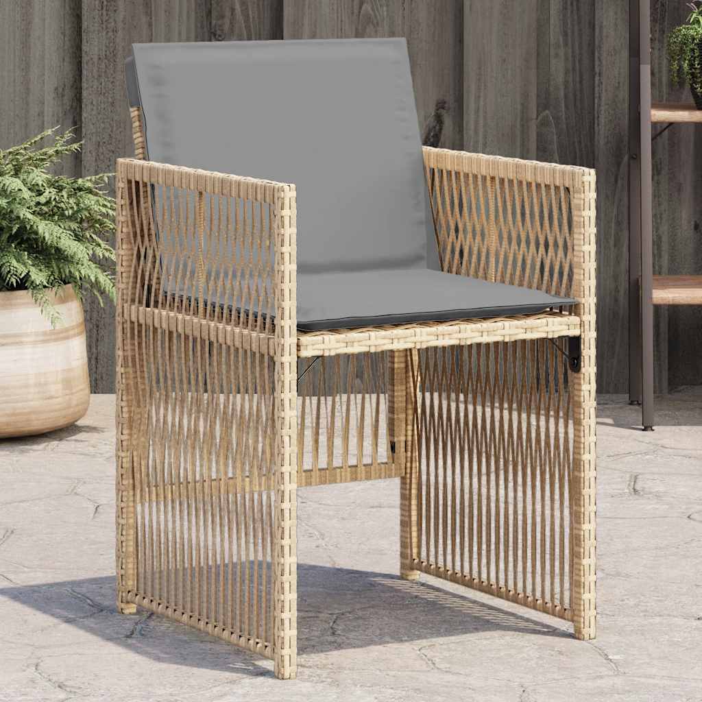 vidaXL Tuinstoelen 4 st met kussens poly rattan zwart