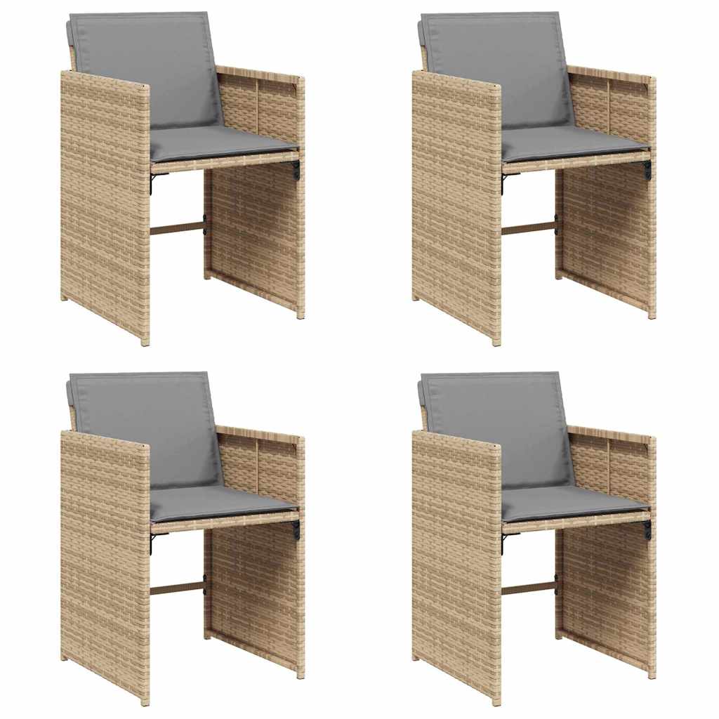 vidaXL Tuinstoelen 4 st met kussens poly rattan zwart